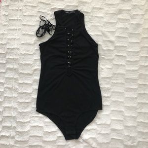 bodysuit with a lace up front